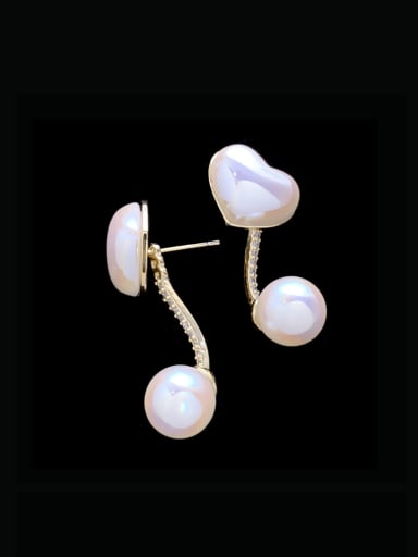 Zinc Alloy Imitation Pearl Heart Minimalist Drop Earring