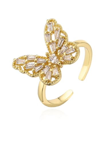 12669 Brass Cubic Zirconia Butterfly Vintage Band Ring