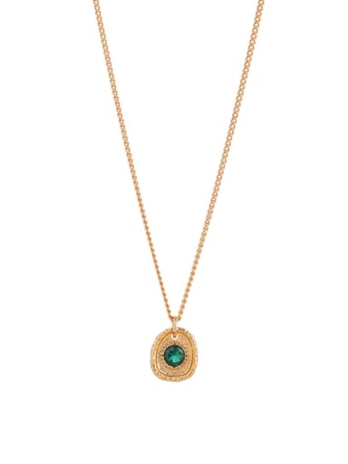 Green zircon necklace strip Brass Cubic Zirconia Geometric Vintage Necklace