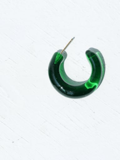 Hand  Glass Minimalist C Shape Earring(Single-Only One)