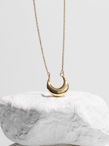 Brass Smooth Moon Minimalist Pendant Necklace