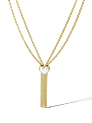 Titanium Steel Imitation Pearl Tassel Trend Multi Strand Necklace