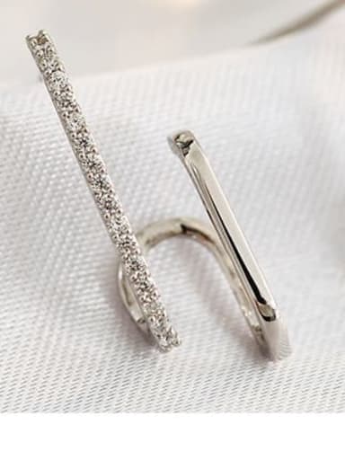 platinum Brass Cubic Zirconia Geometric Minimalist Stud Earring