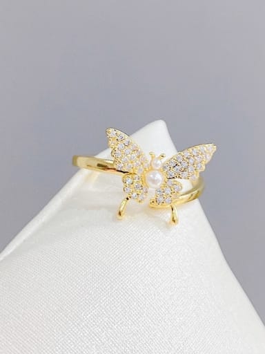 Brass Cubic Zirconia Butterfly Dainty Band Ring
