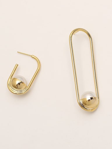 Brass Imitation Pearl asymmetry Geometric Minimalist Stud Trend Korean Fashion Earring