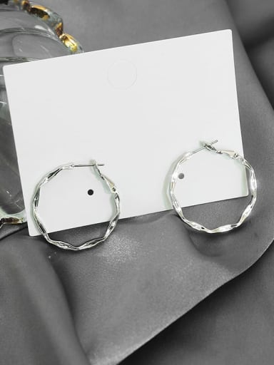 white K Copper Hollow Round Minimalist Hoop Trend Korean Fashion Earring