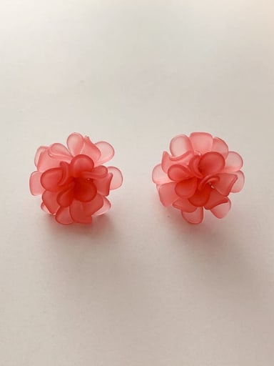Pink S925 silver needle Resin Flower Vintage Stud Earring/Multi-Color Optional