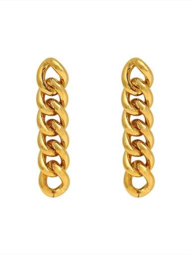 14K gold Brass Hollow Geometric  Chain Minimalist Drop Trend Korean Fashion Earring