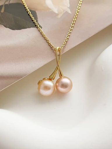 Brass Freshwater Pearl Friut Dainty Necklace