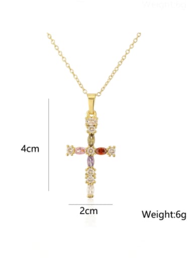 21994 Brass Cubic Zirconia Cross Vintage Regligious Necklace