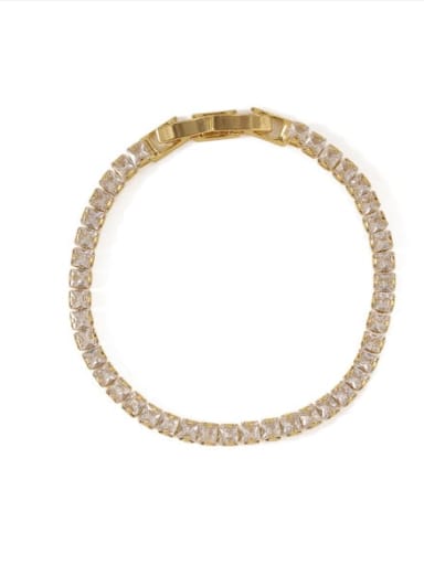 Gold Bracelet Brass Cubic Zirconia Geometric Dainty Bracelet