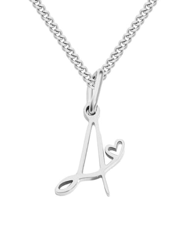 A  steel color Stainless steel Letter Minimalist Necklace