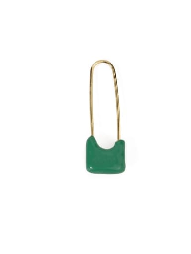 Green single Brass Enamel Irregular Minimalist pin Single Earring(Single)