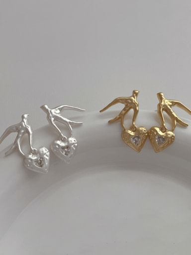 Brass Bird Minimalist Drop Earring