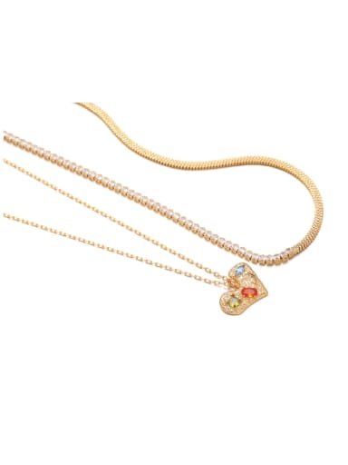 custom Brass Cubic Zirconia Heart Dainty Necklace