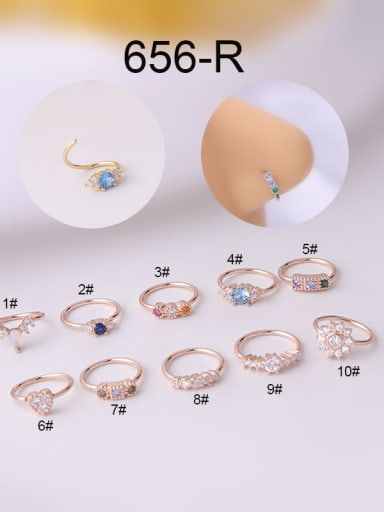 rose gold Stainless steel Cubic Zirconia Geometric Hip Hop Nose Rings
