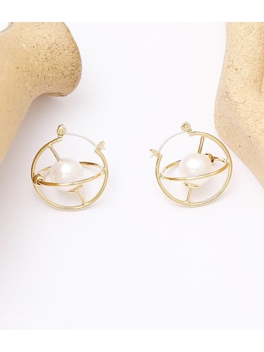 14K gold Copper Imitation Pearl Star Minimalist Stud Trend Korean Fashion Earring