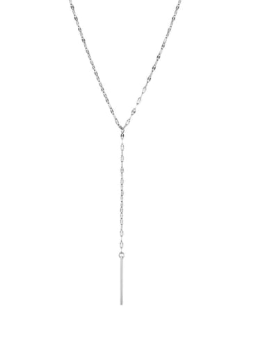 Steel color Stainless steel rectangle Locket Minimalist Lariat Necklace