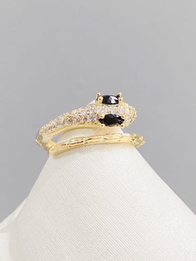 Brass Cubic Zirconia Snake Dainty Band Ring