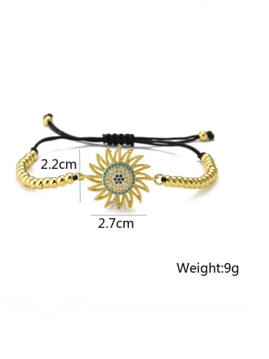 30802 Brass Cubic Zirconia Heart Hip Hop Adjustable Bracelet