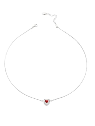 Brass Enamel Heart Minimalist Necklace