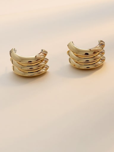 14K gold Copper Smooth Irregular Minimalist Stud Trend Korean Fashion Earring