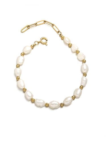 Pearl bracelet Brass Imitation Pearl Heart Hip Hop Link Bracelet