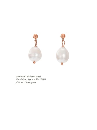 Stainless steel Imitation Pearl Irregular Minimalist Drop Earring
