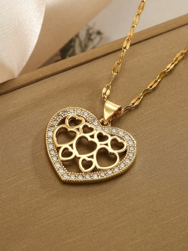 23310 Brass Cubic Zirconia Heart Dainty Necklace
