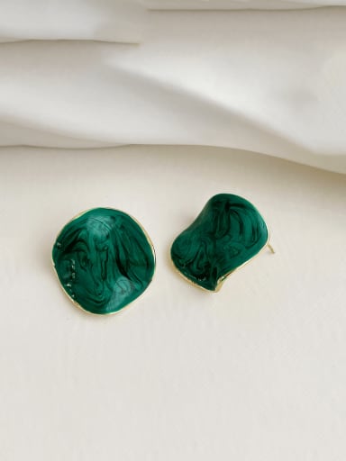 B162 green Zinc Alloy Enamel Geometric Minimalist Stud Earring