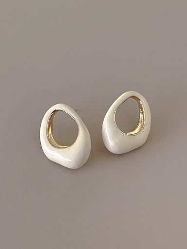 white Brass Enamel Geometric Minimalist Stud Earring