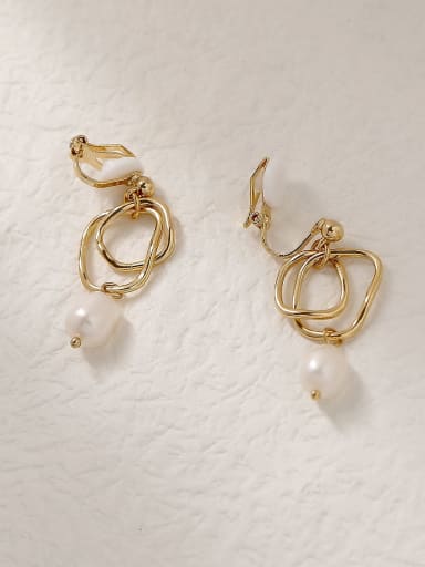 Brass Imitation Pearl Geometric Vintage Drop Trend Korean Fashion Earring