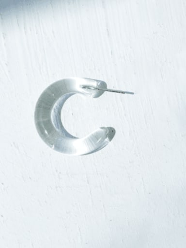 custom Hand  Glass Clear C Shape Minimalist Single Earring(Single-Only One)