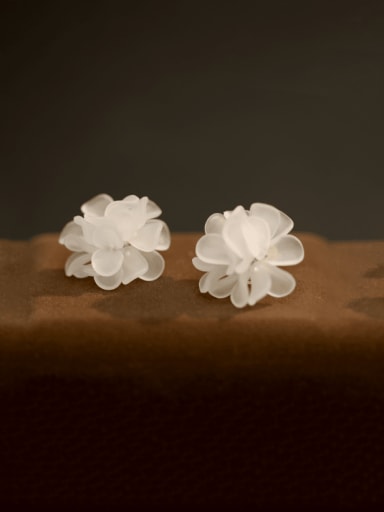 Brass Acrylic Flower Minimalist Stud Earring