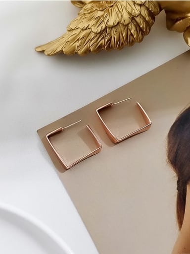rose gold Copper Geometric Minimalist Stud Trend Korean Fashion Earring