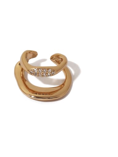 Brass Rhinestone Geometric Vintage Clip Earring