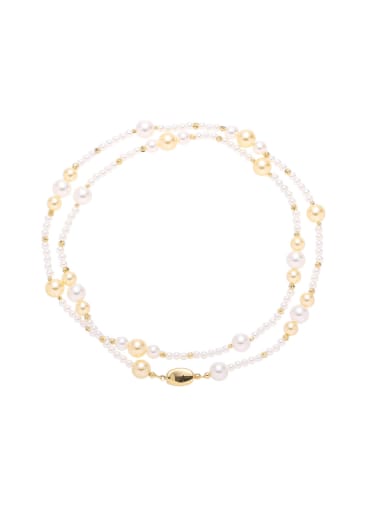 Long necklace 62.8cm Brass Imitation Pearl Irregular Minimalist Beaded Necklace