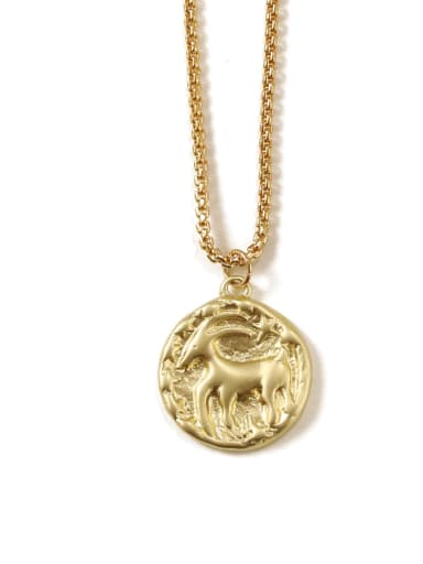 Brass coin Minimalist Twelve constellations Pendant Necklace