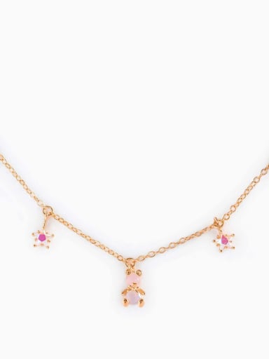 85 rose gold Brass Cubic Zirconia  Cute  Bear  Pendant Necklace