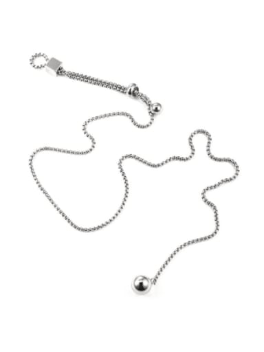 Titanium Steel Ball Minimalist Long Strand Necklace