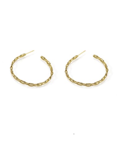 Brass  Geometric Vintage  C shape Hoop Earring