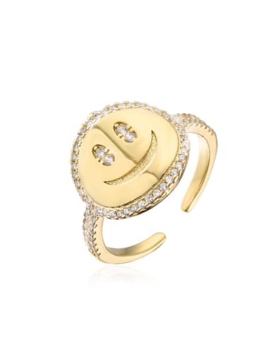11570 Brass Cubic Zirconia Smiley Vintage Band Ring