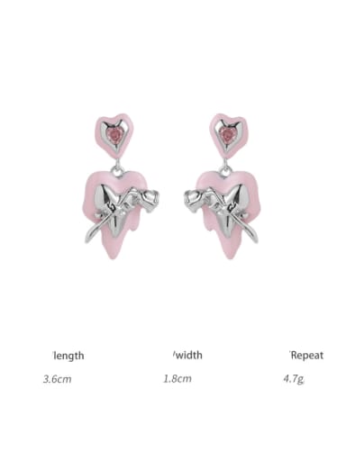 Love earrings sold in pairs Brass Cubic Zirconia  Hip Hop Heart Earring Ring and Necklace Set