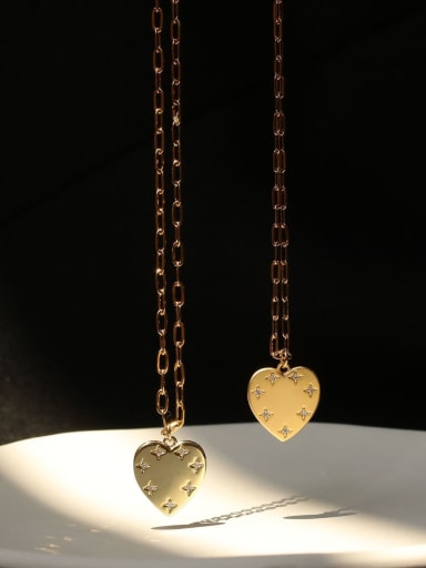 Brass Rhinestone Heart Minimalist pendant Necklace