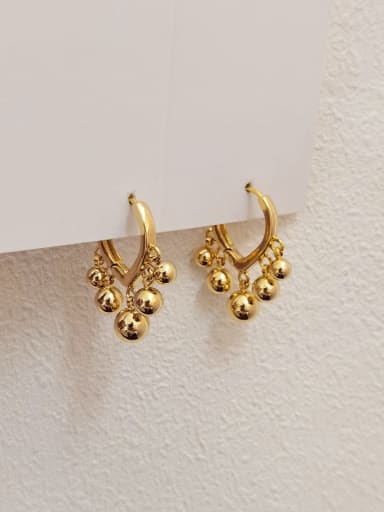 Brass Bead Ball Vintage Huggie Earring