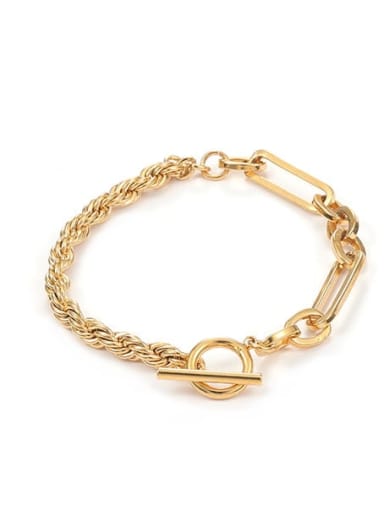 Brass Geometric Hip Hop Link Bracelet