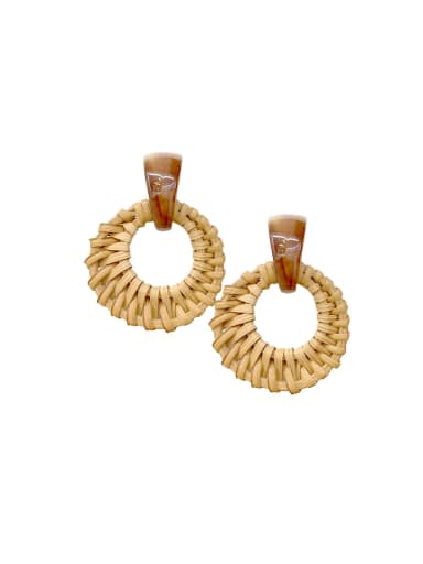 Alloy Resin Geometric Vintage  Bamboo rattan and grass weaving Drop Earring