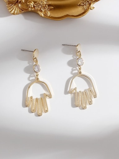 Copper Hollow Exaggerated palm abstract long Trend Korean Fashion Earrings