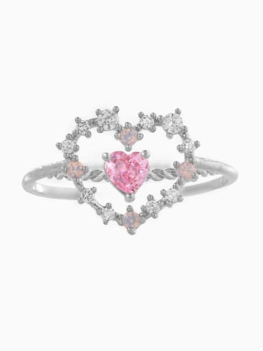 213 white K Brass Cubic Zirconia Heart Cute Band Ring