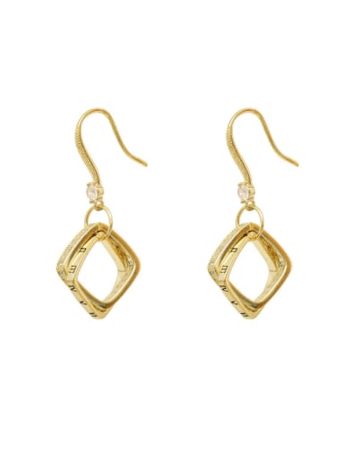Copper Cubic Zirconia Geometric Minimalist Hook Trend Korean Fashion Earring